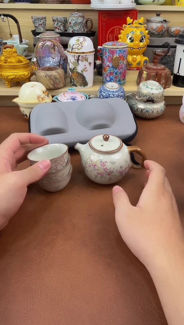 陶瓷茶具摆件旅行套组
