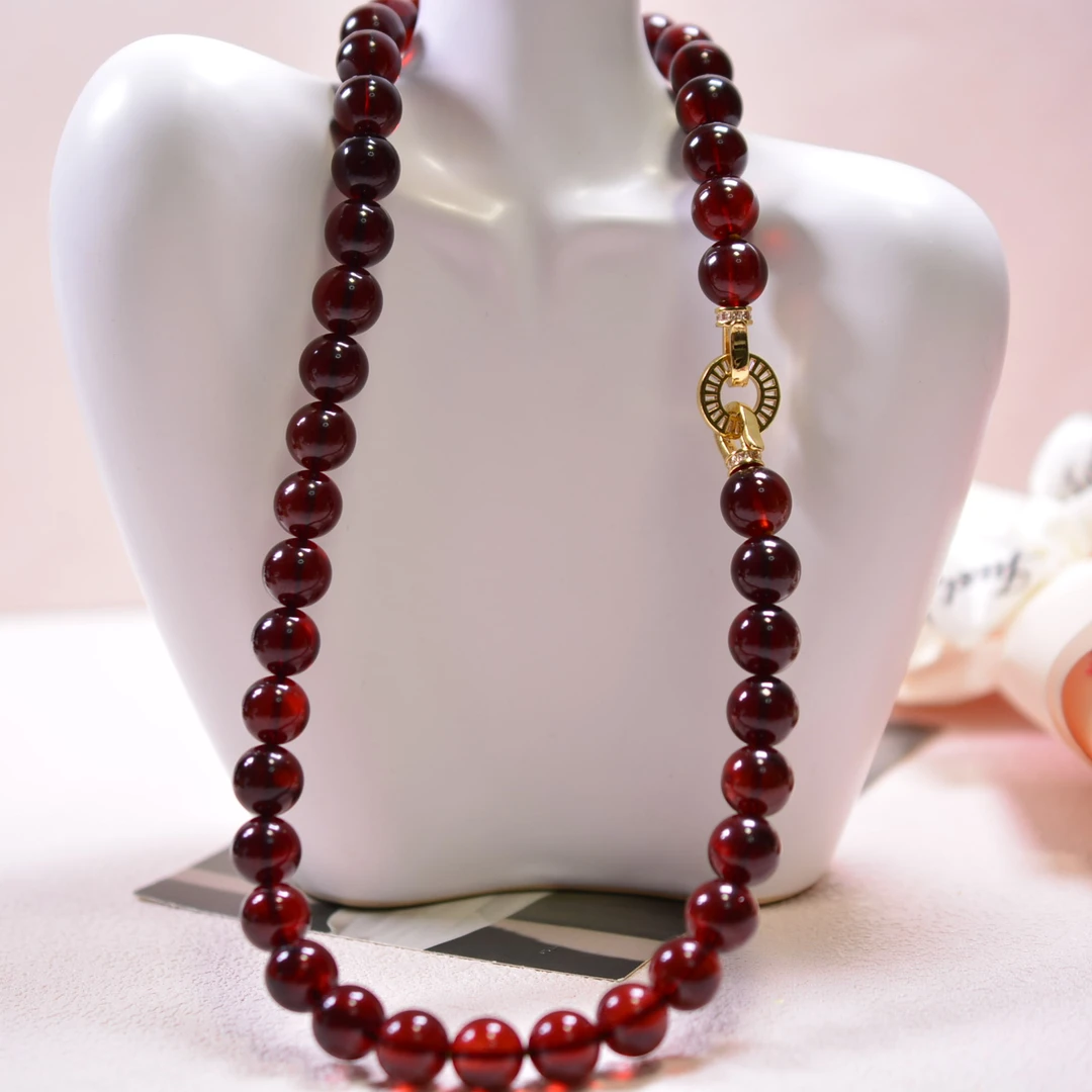 臻雅珠宝-血珀设计款11+妈妈链缅甸天然净水琥珀时尚轻奢项链珠珠