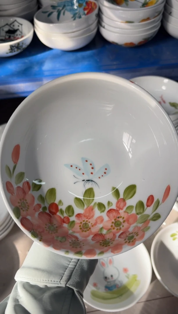 瓷片景德镇高温陶瓷食品级手绘釉中彩-大胖碗
