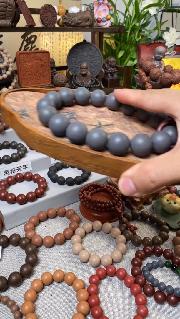 泥塑高货-玄净青悟合香珠手持1.9*18