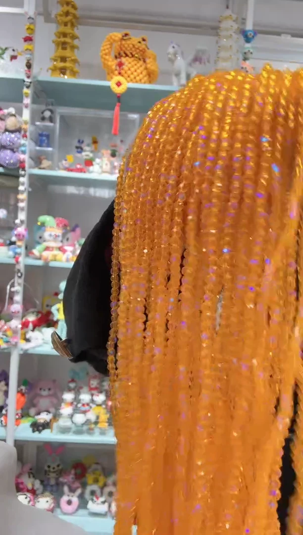 玻璃02071卡4水晶扁10条微光彩爱玛橙