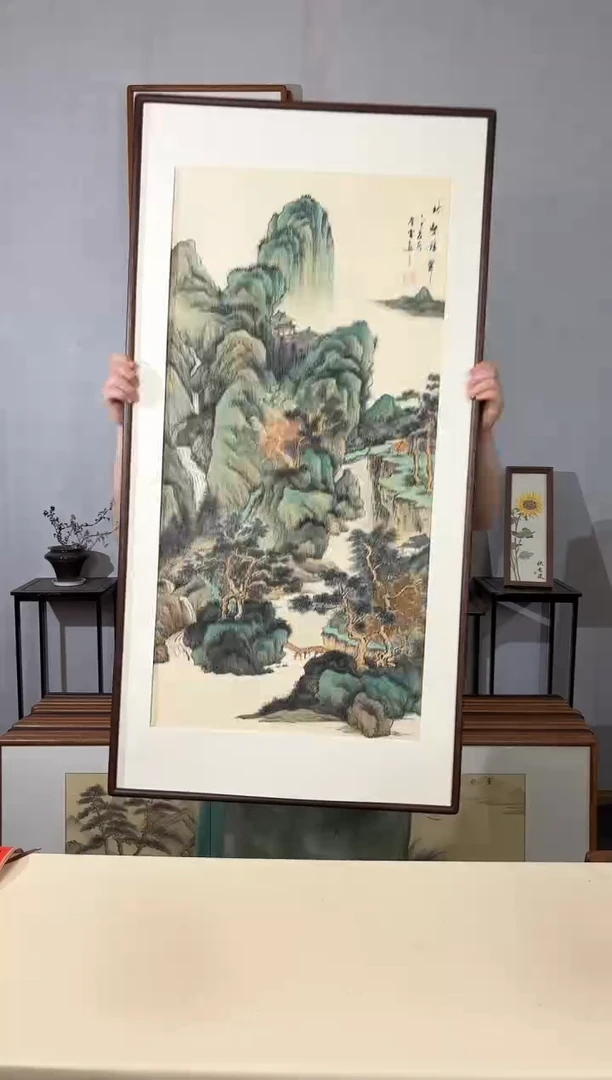 国画手绘*林壑积翠*62*122cm带框发货