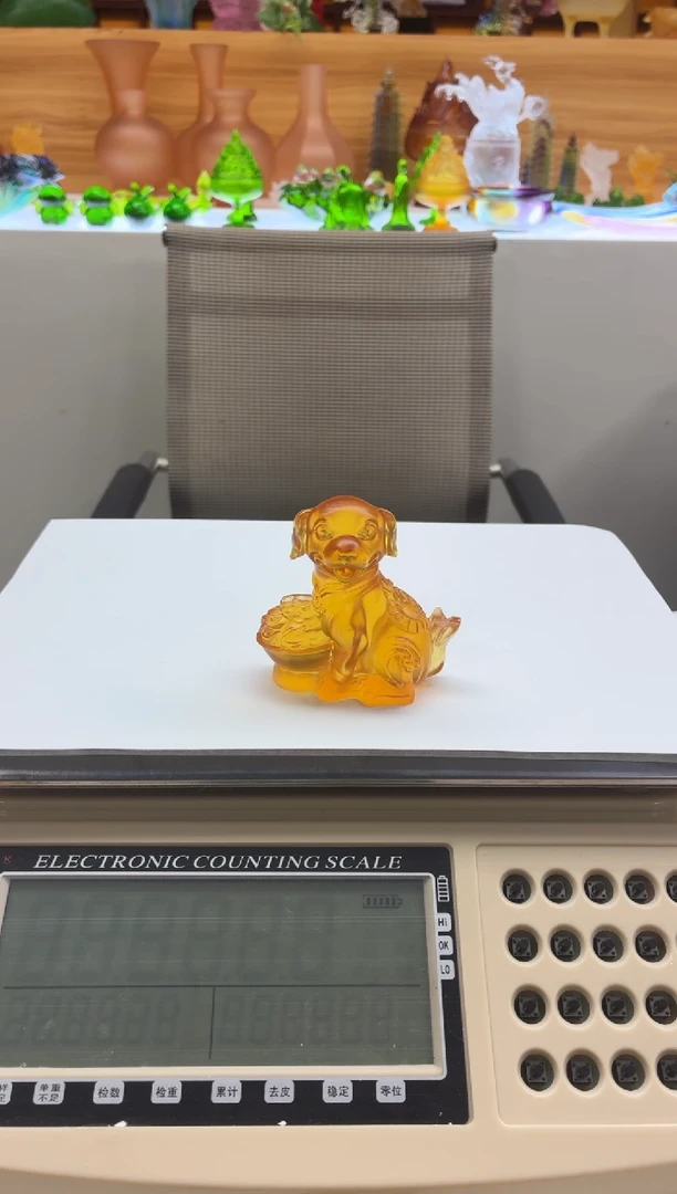 手工艺品琉璃琥珀色老鼠摆件