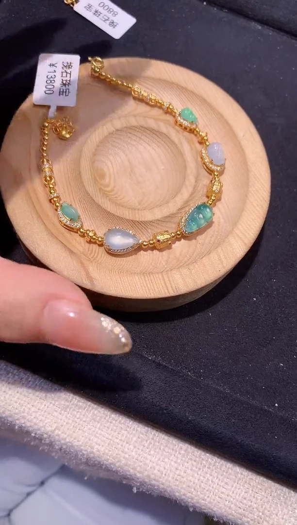 银S925镶嵌手串翡翠手链