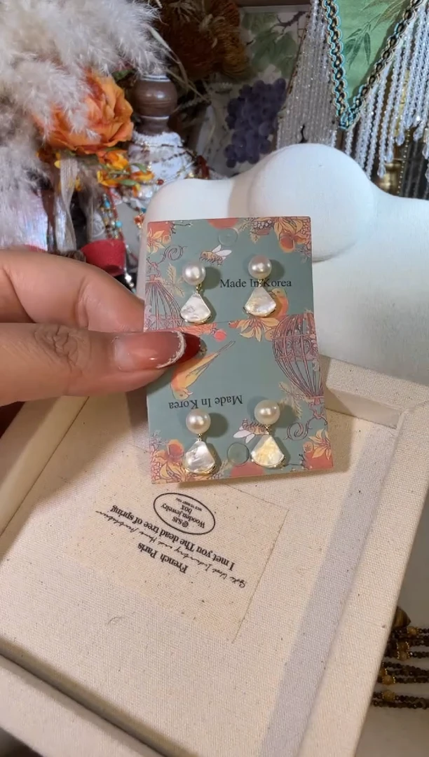 银S925镶嵌耳饰淡水珍珠086