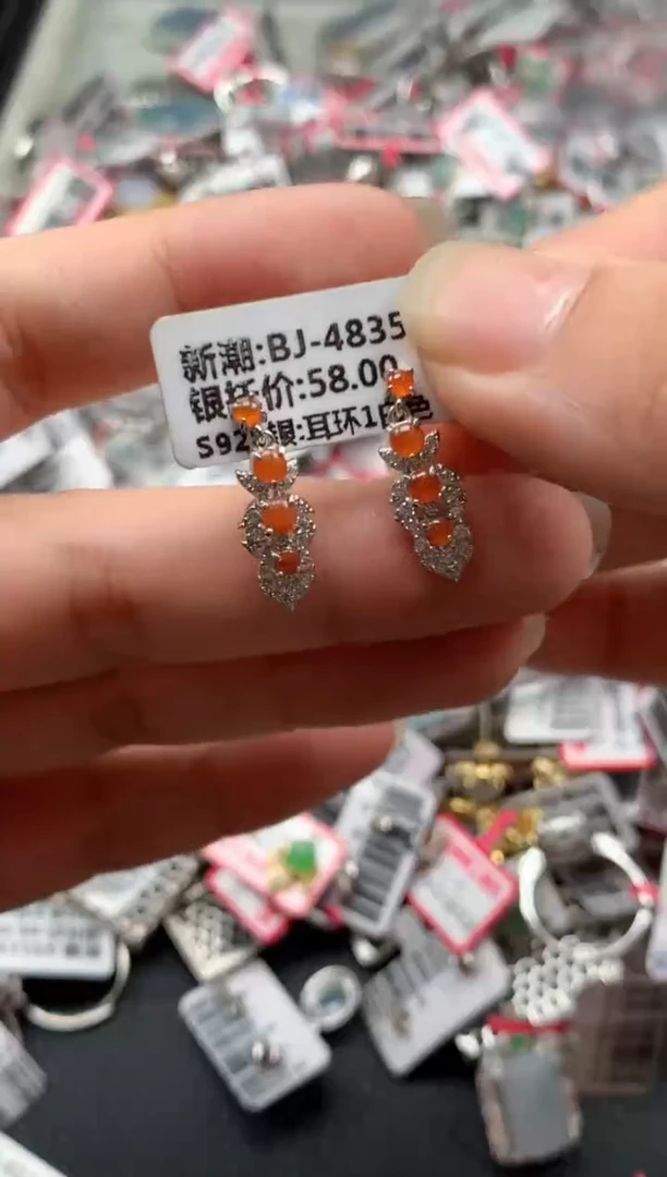银S925镶嵌戒指翡翠天然A货缅甸翡翠