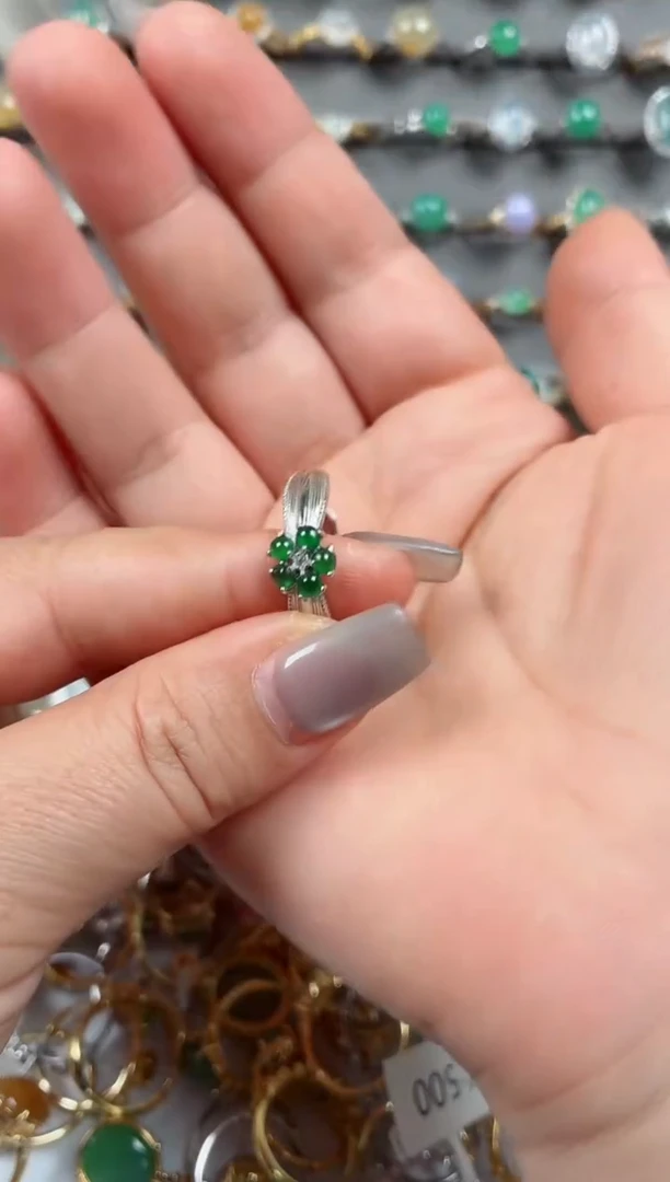 银S925镶嵌戒指翡翠.