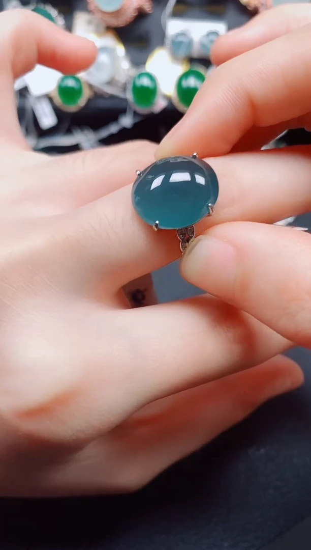 银S925镶嵌戒指翡翠翡翠
