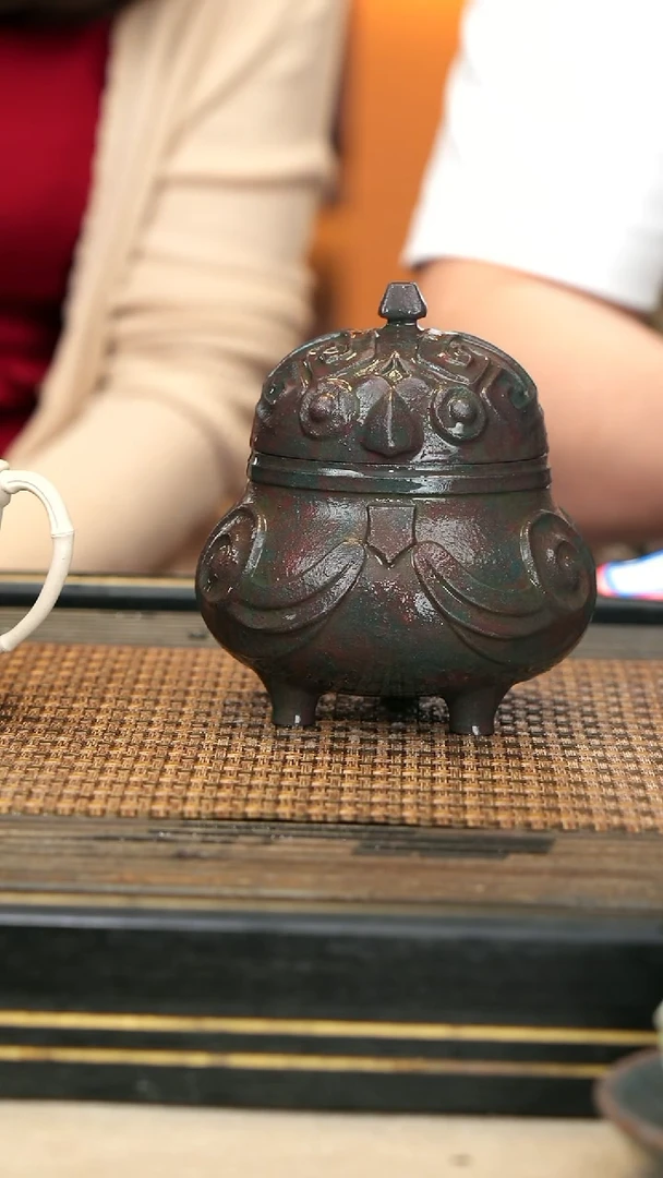 紫砂壶宜兴紫砂LZY37 青铜茶叶罐 紫泥