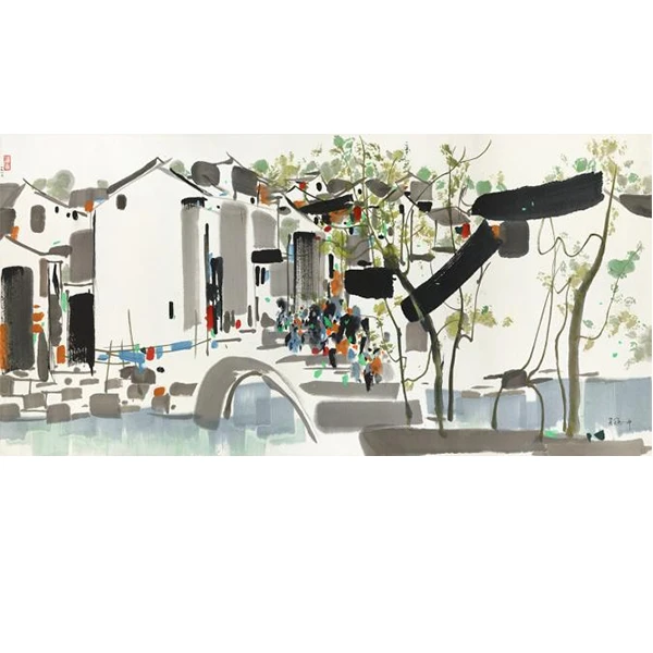 WGZ 精品版画作品-江南小镇（版画）