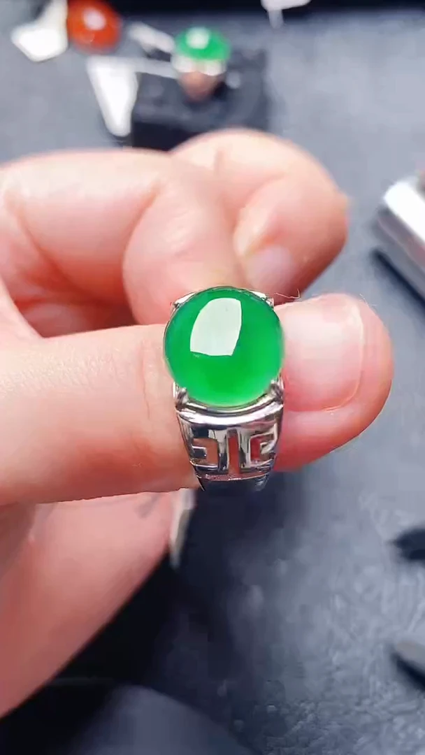 银S925镶嵌戒指翡翠111