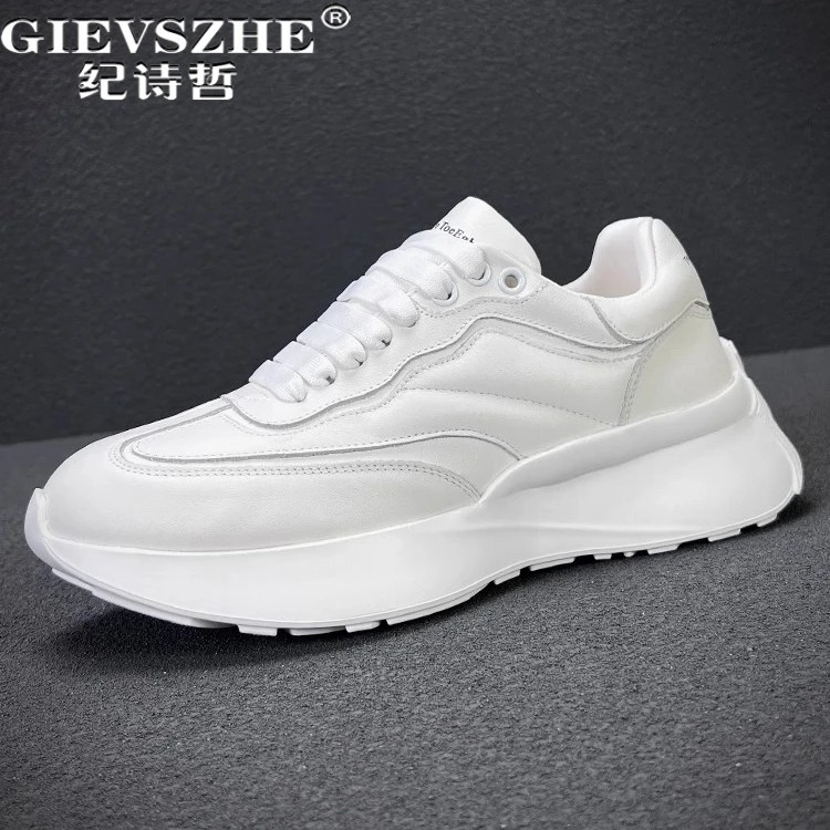 纪诗哲男鞋厚底潮流时尚小白鞋百搭透气运动鞋男款轻便舒适休闲鞋