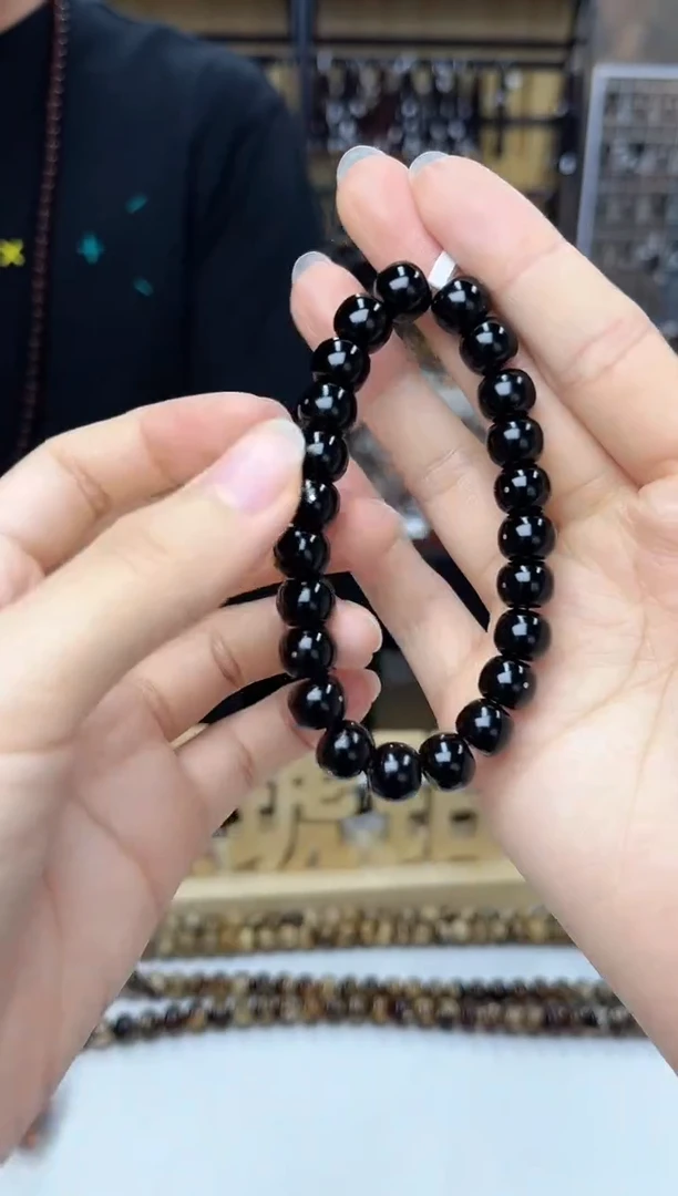 未镶嵌琥珀裸石抚顺煤精手串9+