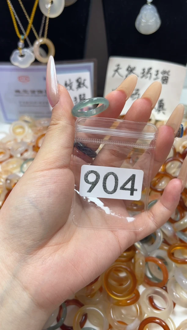 玛瑙/玉髓戒圈未镶嵌翡翠17/904