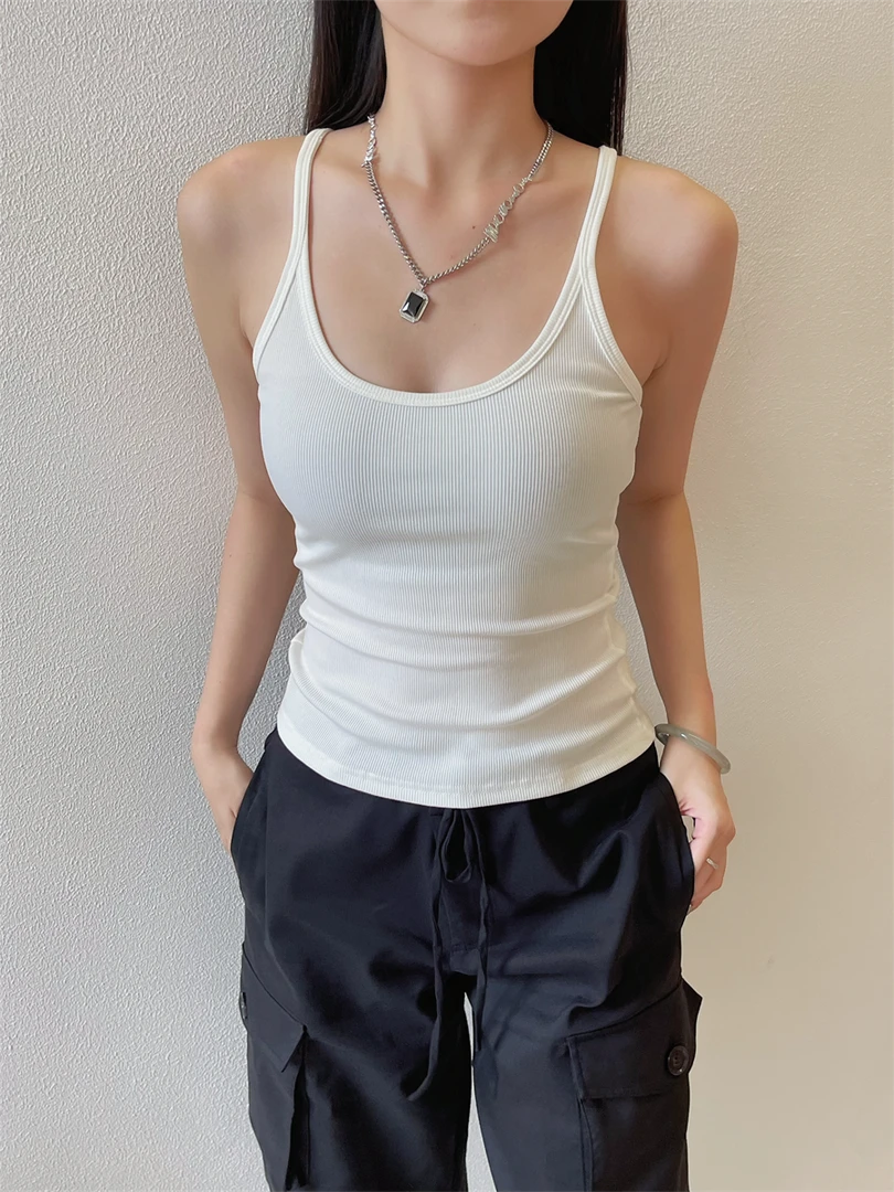 KAJO 小众设计师细肩带修身工字背心显身材打底弹力柔软24SS099