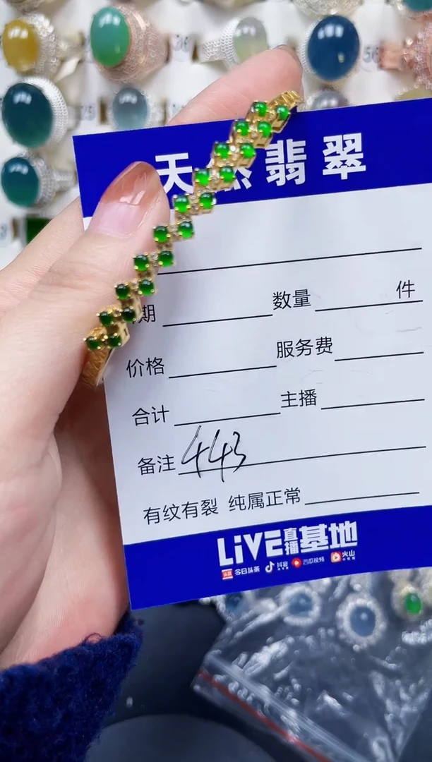 银S925镶嵌手镯翡翠443