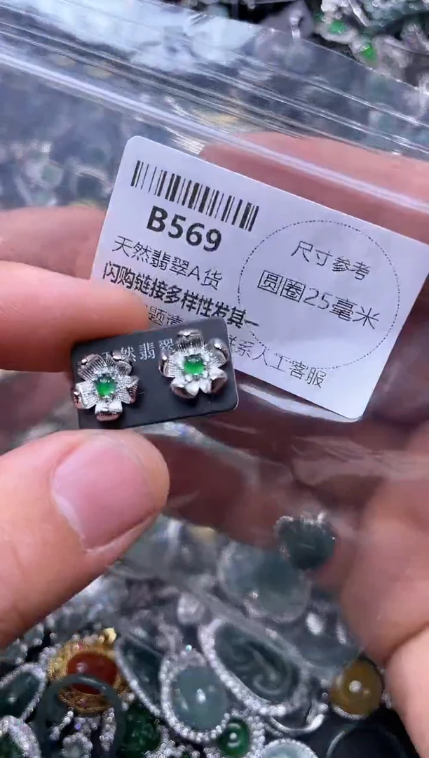 【闪购商品】翡翠颈饰未镶嵌B569耳钉