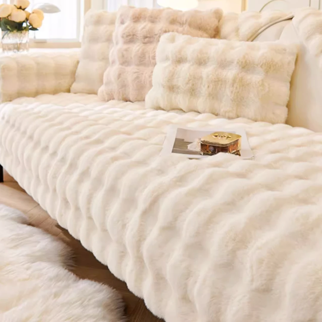 沙发垫 兔兔绒沙发垫 冬季加厚坐垫子防滑沙发套罩秋冬盖布