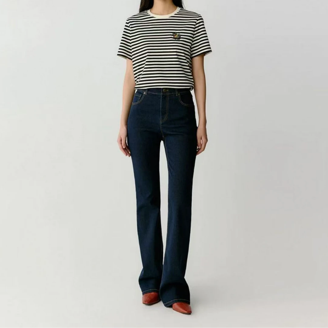 H002【土壤牛仔】小禾女装春季超弹牛仔喇叭裤（2色）