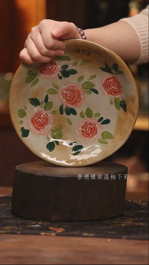 陶瓷景德镇高温釉下手绘陶瓷@L813@