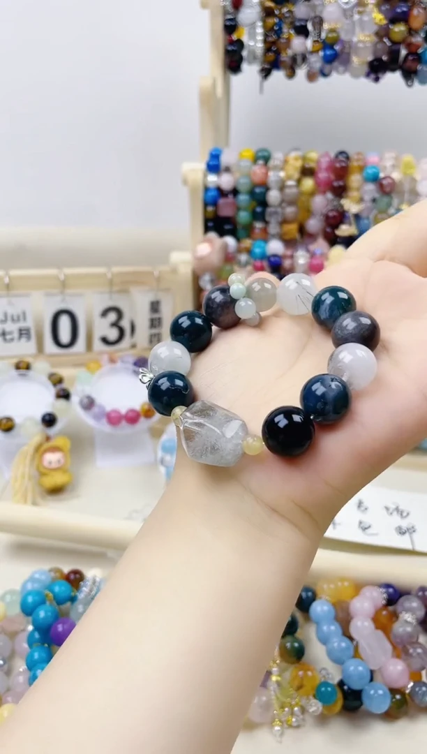 水晶手链银S800镀金镶嵌123123