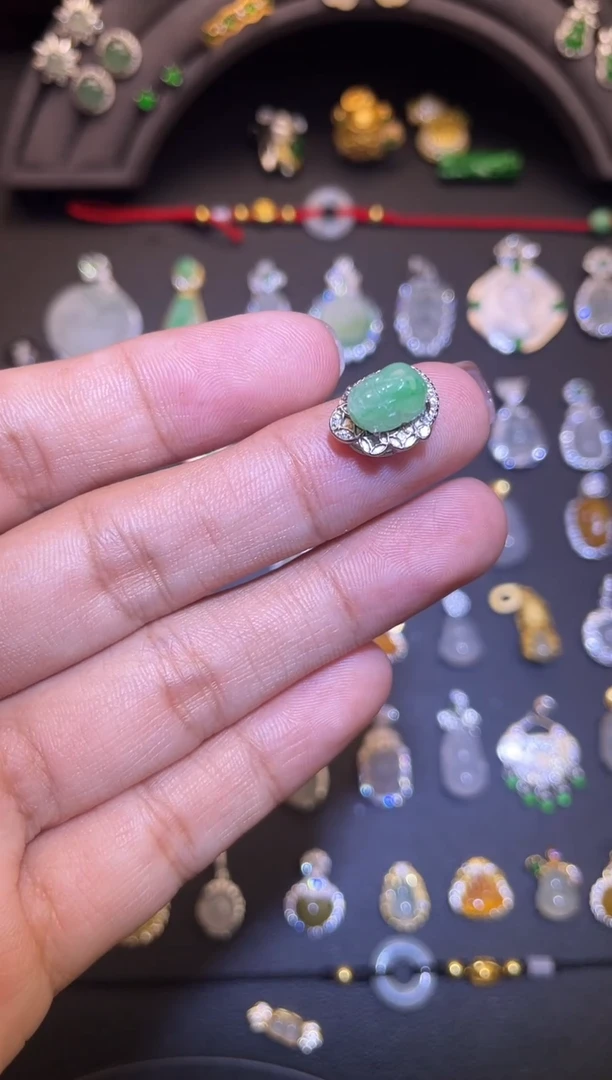 吊坠(不含链)银S925镶嵌翡翠1