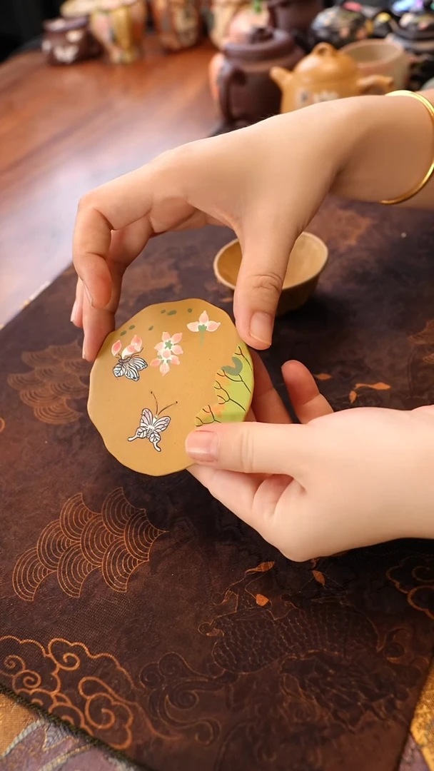 茶壶紫砂段泥蝴蝶杯垫