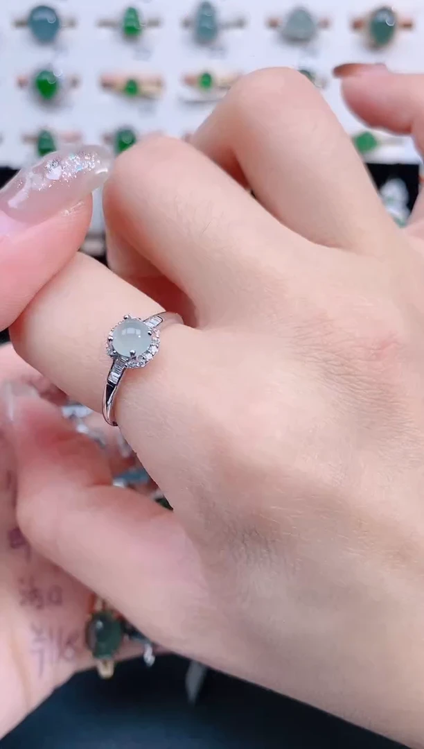 银S925镶嵌戒指翡翠天然翡翠