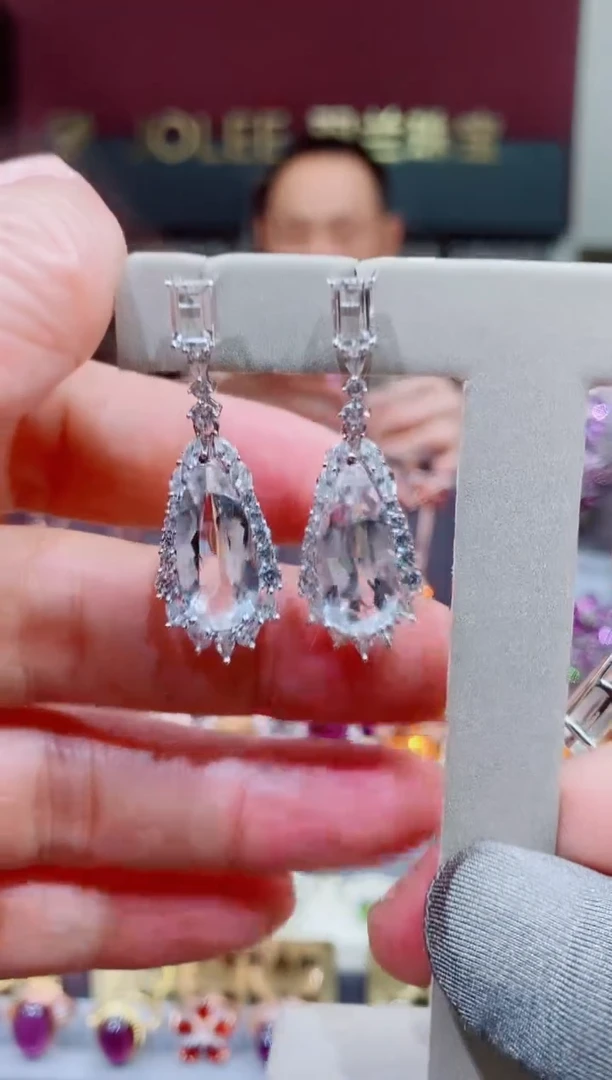 银S925镶嵌耳饰水晶水晶耳钉