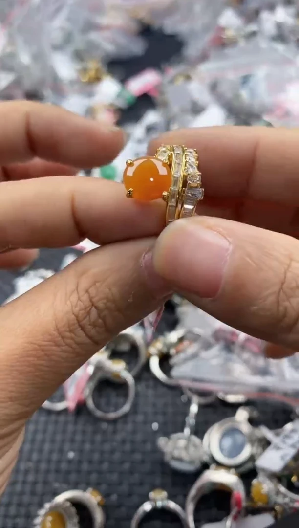 银S925镶嵌戒指翡翠444---5