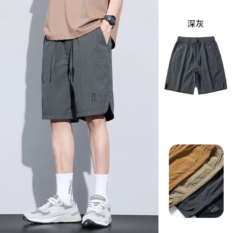 2025新款冰丝短裤男生中裤夏天薄款速干运动宽松休闲大码五分裤子