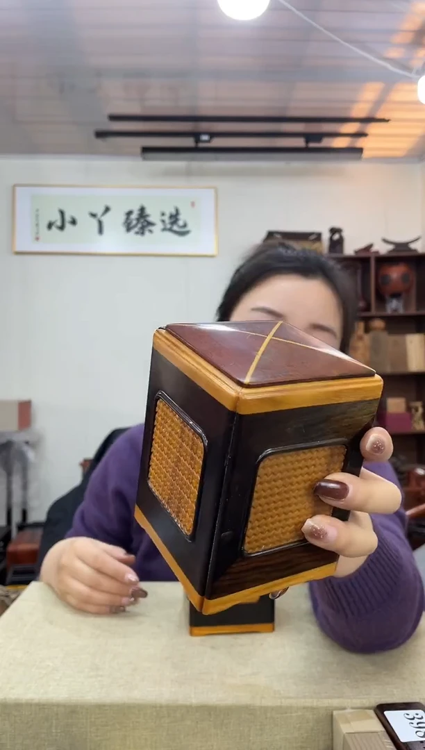 乌木类473大红酸枝茶叶罐木木微瑕