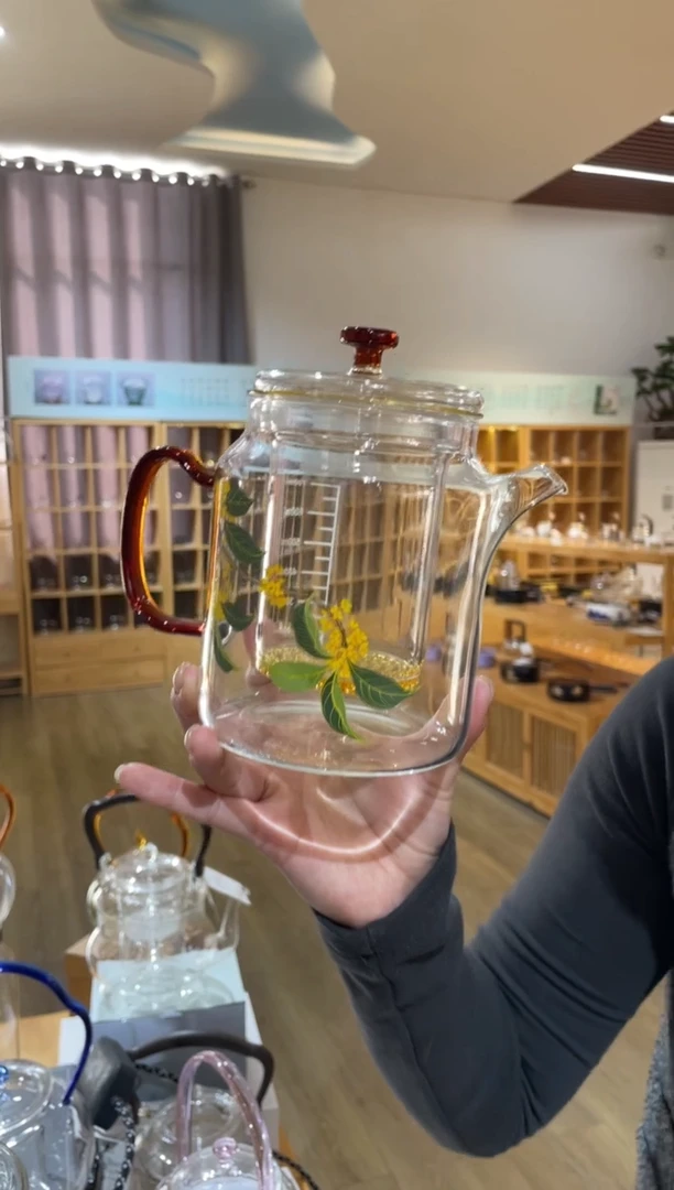 手工艺品玻璃遇器大神奇壶琥珀把桂花
