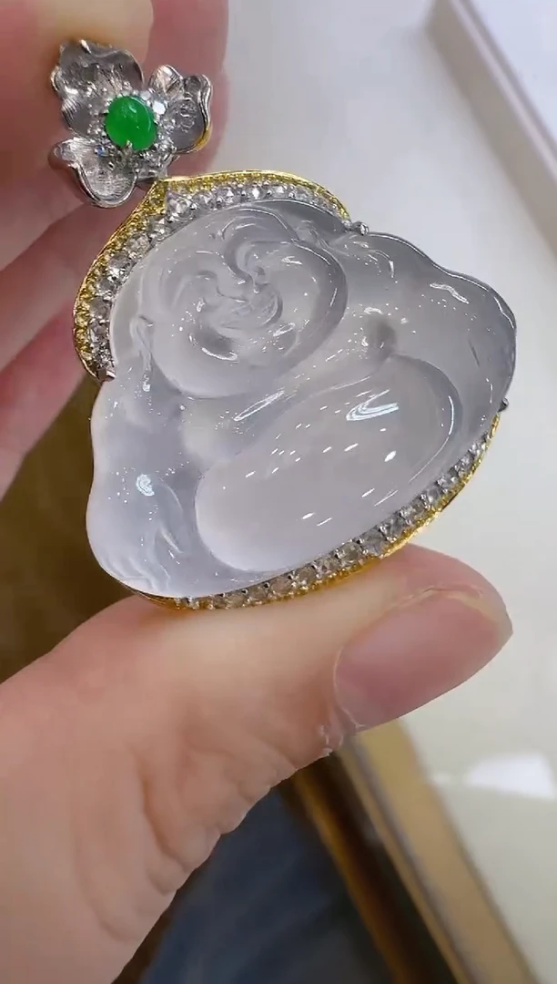 翡翠18K金镶嵌吊坠(不含链)多样性团购发一件