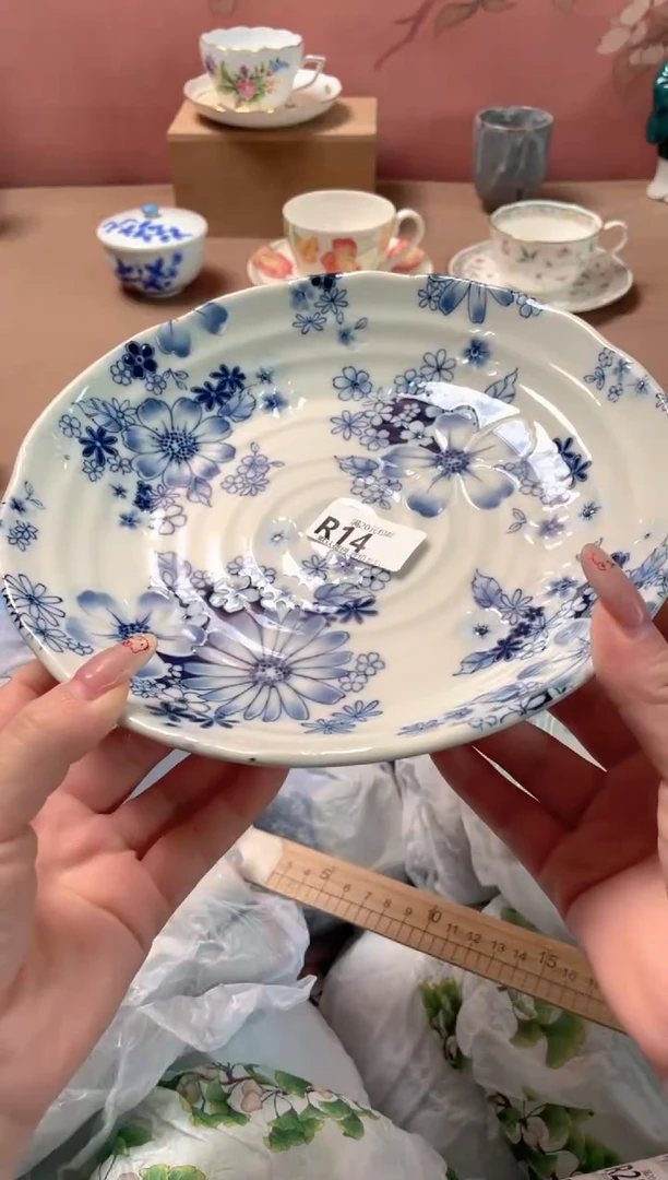 瓷片有古窑蓝色花集盘