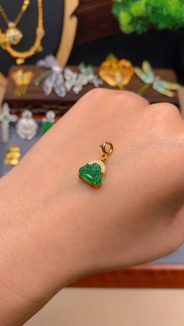 【闪购商品】翡翠吊坠(不含链)银S925镶嵌佛公万能扣