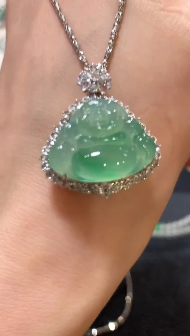 吊坠(不含链)18K金镶嵌翡翠n56