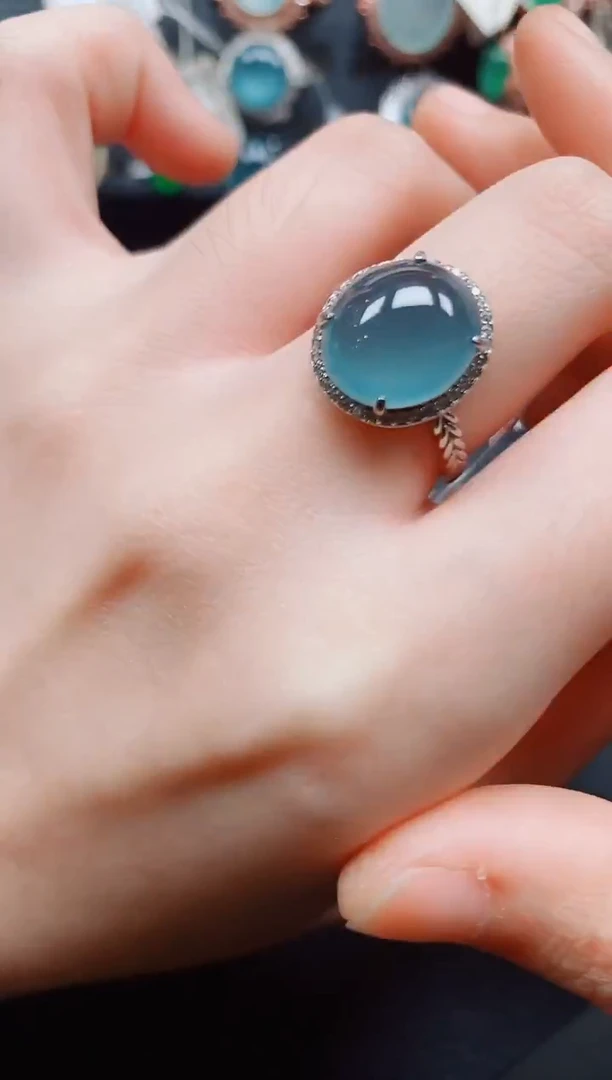 银S925镶嵌戒指翡翠翡翠