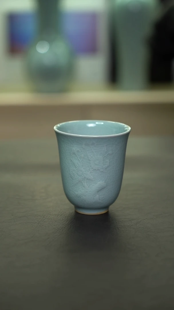 杯子瓷粉青梅兰竹菊杯