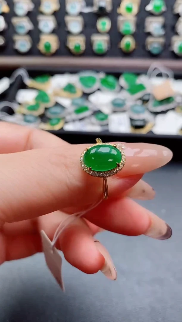 银S925镶嵌戒指翡翠1