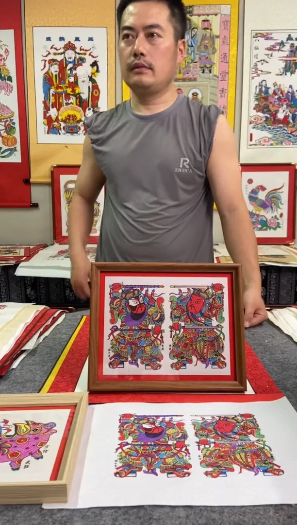 武强摆台门神一对手工制作精品年画