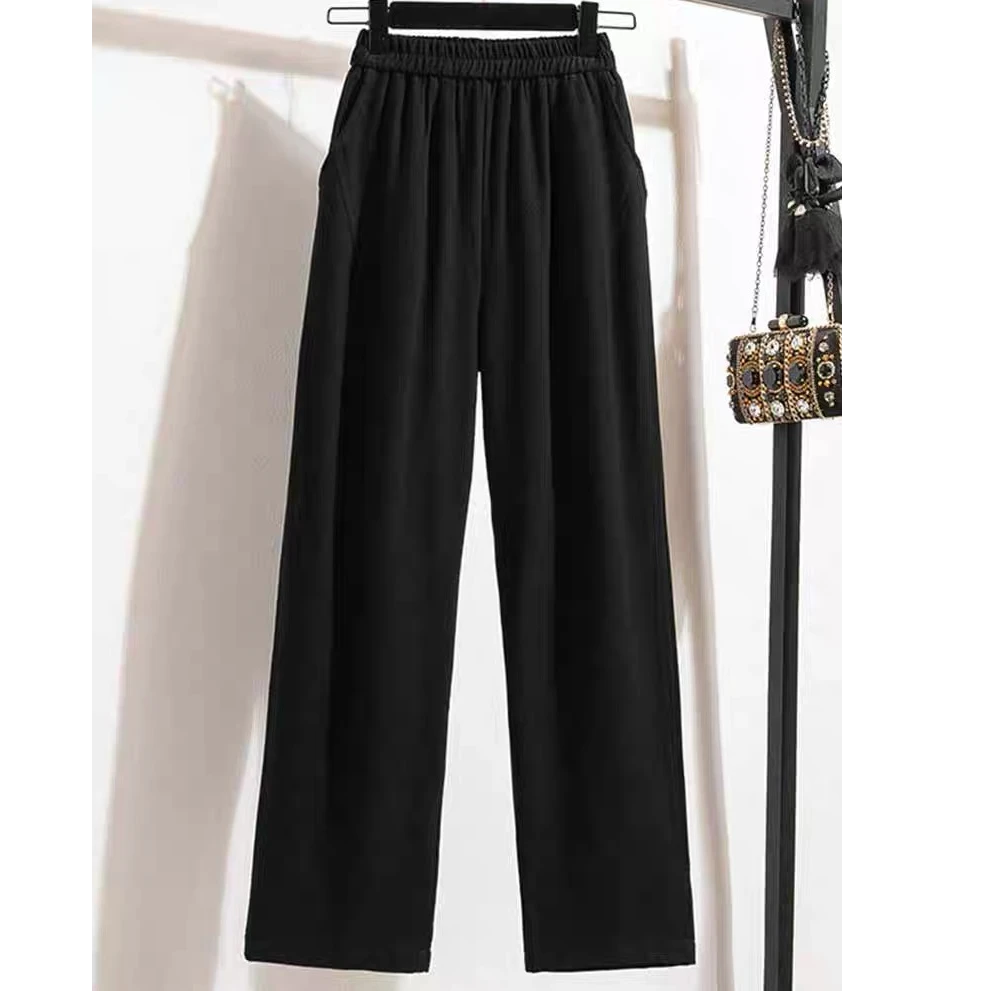 春秋夏三季可穿休闲显瘦百搭女裤松紧腰大码棉裤子透气女士直筒裤