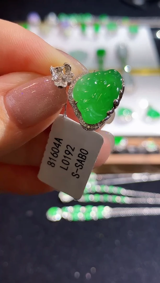 翡翠18K金镶嵌吊坠(不含链)L0192多样性发其一