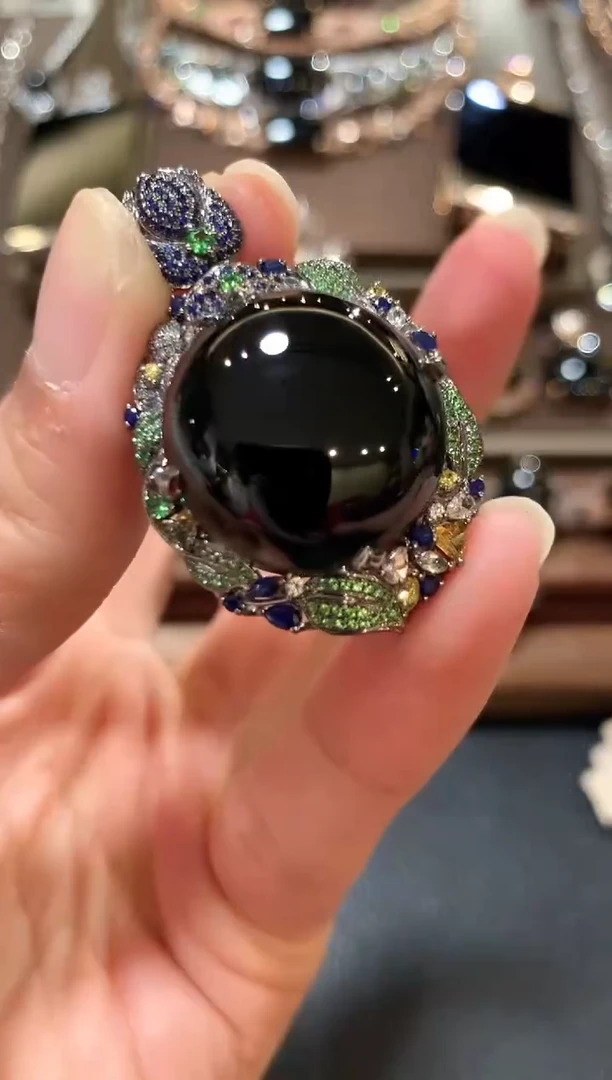 吊坠(不含链)18K金镶嵌翡翠深**兰m119