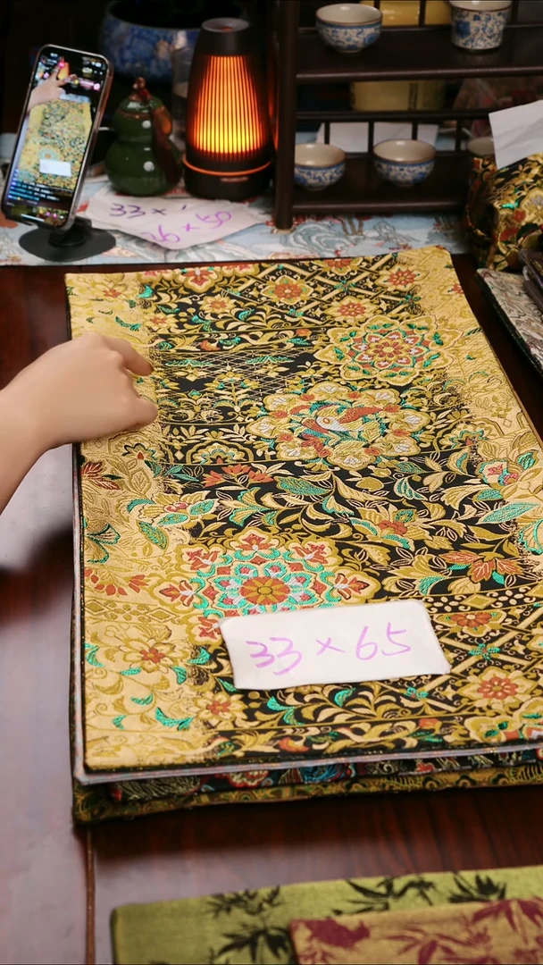 【福利西阵织璀璨宝相花双面】中国风干泡织锦茶席26*50