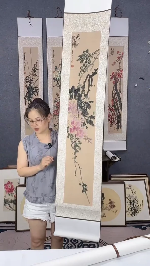 国画175*32吴铁成手绘卷轴