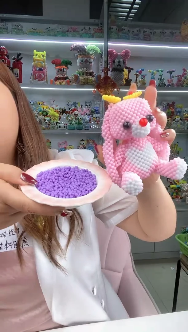 亚克力1031卡4糖果珠材料包1套垂耳兔紫色