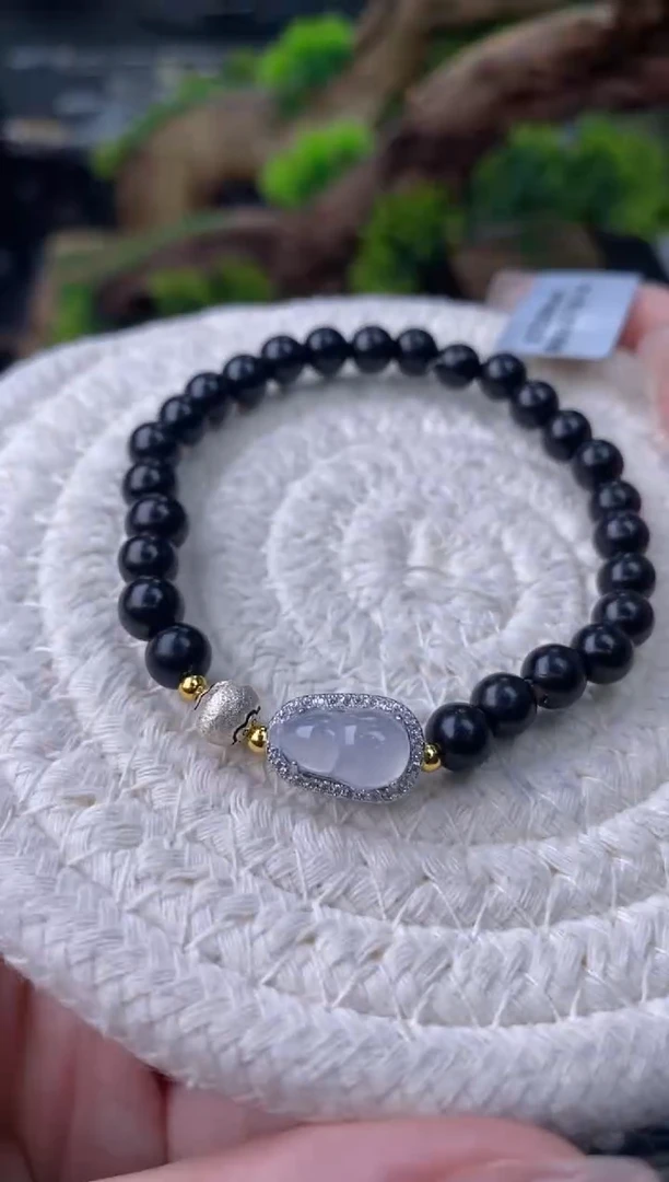 颈饰银S925镶嵌翡翠净货15419