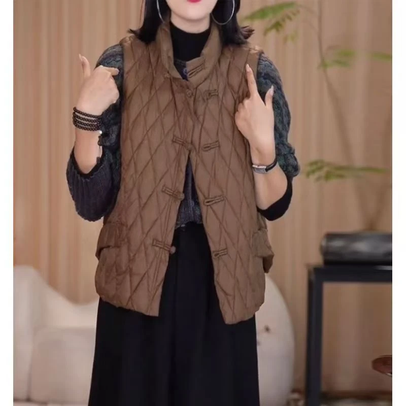 【爆品推荐】中国风秋冬新款保暖棉马夹手工盘扣时尚潮流外穿马甲