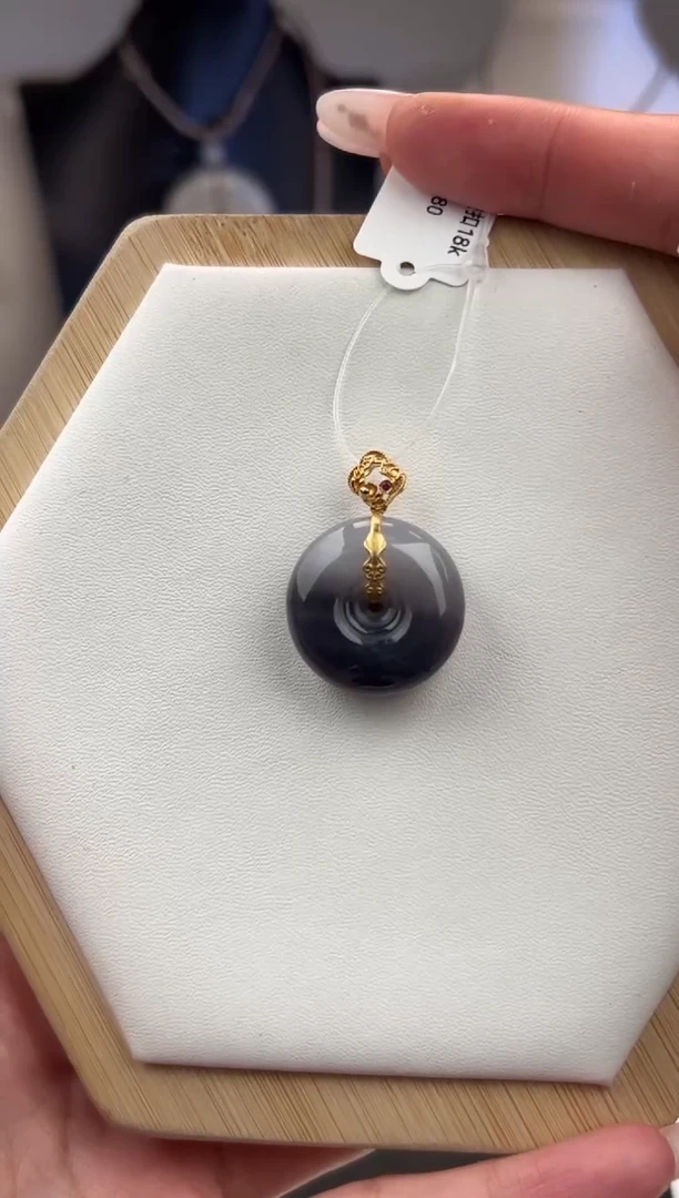 吊坠(不含链)18K金镶嵌和田玉2980